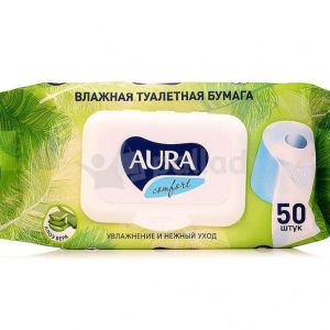 Туалетная бумага влажн. Аура №50 (клапан)