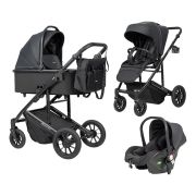 Коляска 3 в 1 для новорожденных Farfello Sola Trio Comfort Черный Оникс с реверсивным блоком